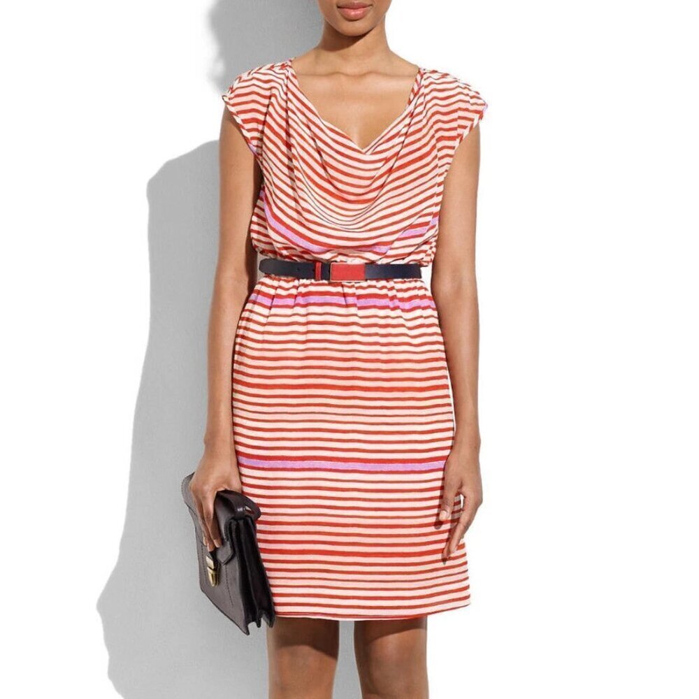 Broadway & Broome Red Striped Silk Mini Dress, Size 8